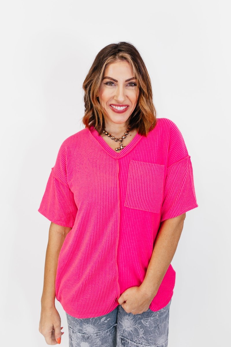 Pocket Pause Top - FINAL SALE - Macoma Boutique100 Short Sleeve