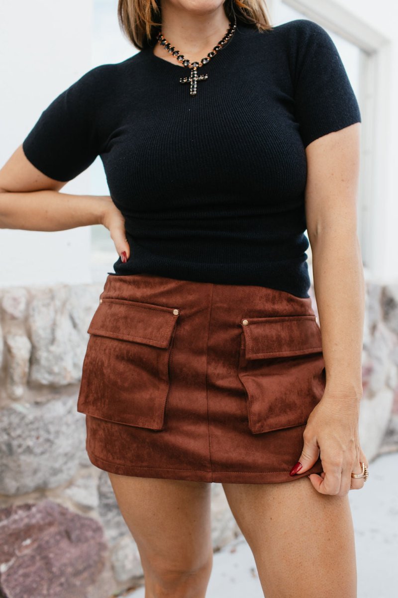 Pocket Perfect Suede Skirt - Macoma Boutique200 Skirts