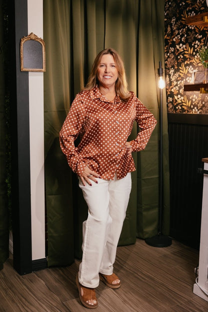 Polka Dot Cafe Top - Reg & Curvy - Macoma Boutique120 Long Sleeve