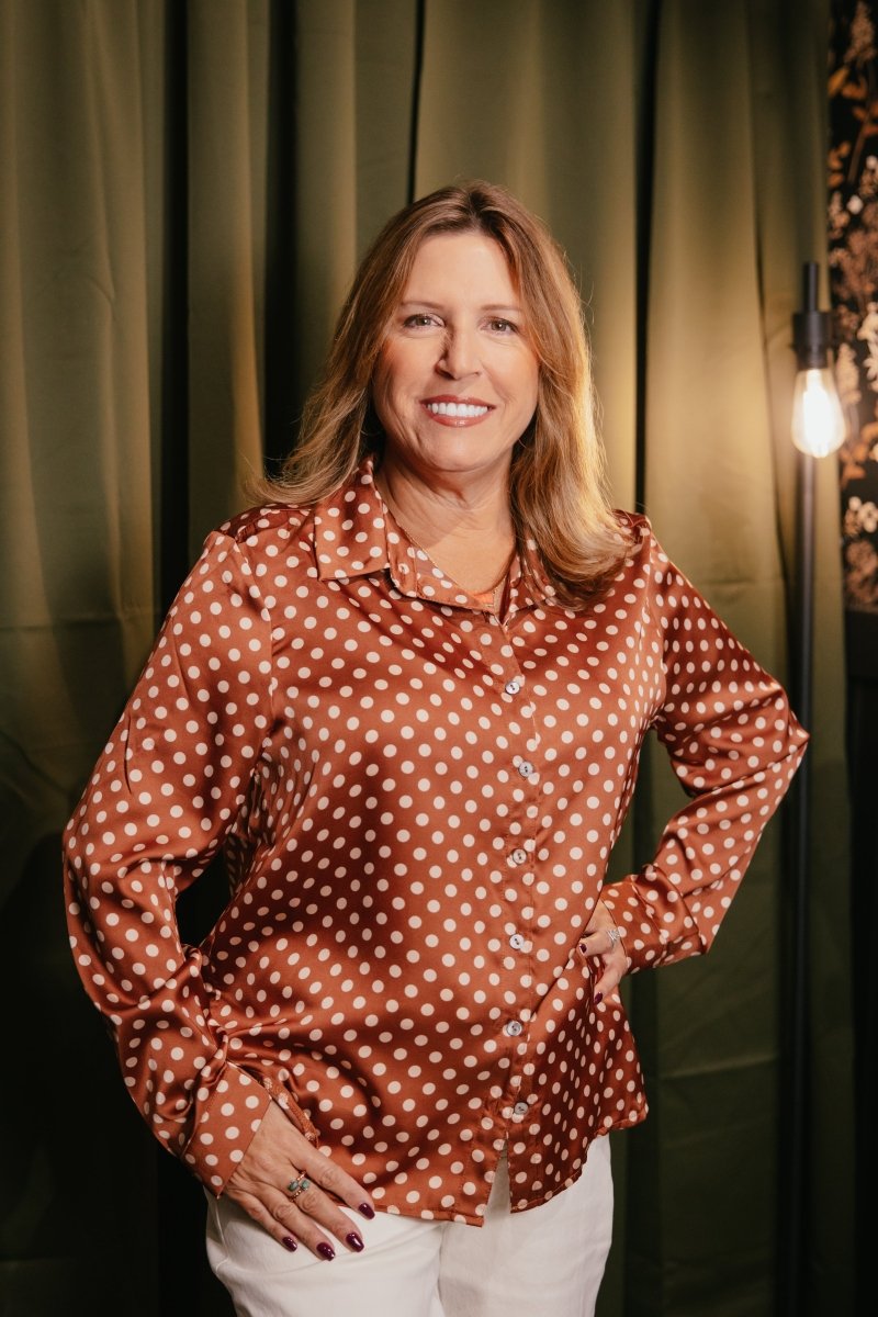Polka Dot Cafe Top - Reg & Curvy - Macoma Boutique120 Long Sleeve