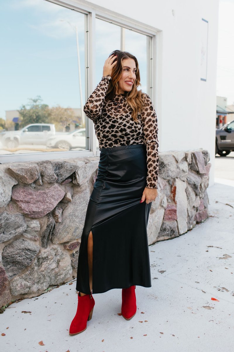 Power Play Skirt In Black Faux Leather - Reg & Curvy - Macoma Boutique200 Skirts