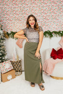 Power Play Skirt In Olive - Reg & Curvy - Macoma Boutique200 Skirts