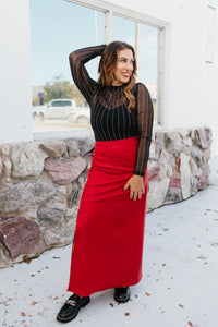 Power Play Skirt In Red Faux Leather - Reg & Curvy - FINAL SALE