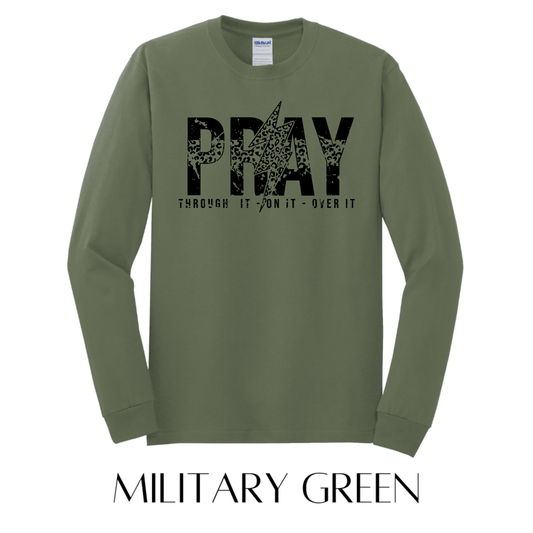 Pray Through It Long Sleeve Graphic Tee - FINAL SALE - Macoma Boutique555 Presales