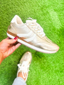 Presale: Corky's Gold Crinkle Metallic Kickoff Sneakers - Macoma Boutique301 Sneakers