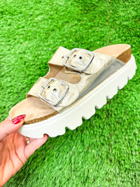 Presale: Corky's Gold Crinkle Metallic Rumor Has It Sandals