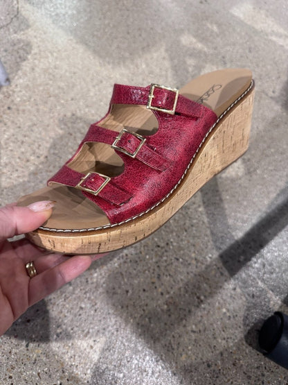 Presale: Corky's Red Crinkle Don't Mind Me Wedges - Macoma Boutique302 Wedges & Heels