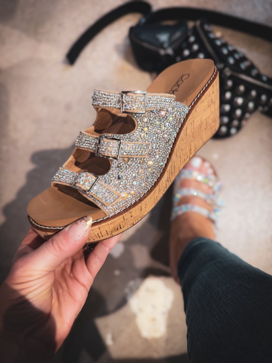 Presale: Corky's Rhinestone Don't Mind Me Wedges - Macoma Boutique302 Wedges & Heels