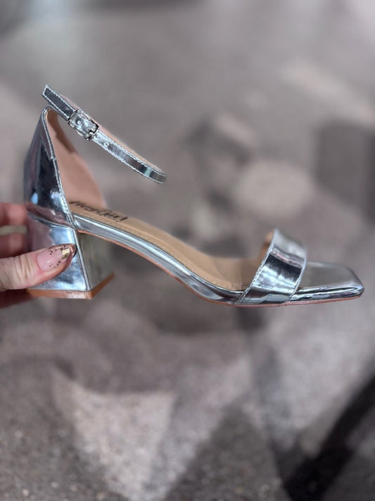 Presale: Corky's Silver Mirror Metallic Save The Date Heels - Macoma Boutique302 Wedges & Heels