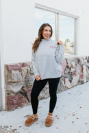 Presale: Macoma Embroidered Mock Neck Sweatshirt In Grey - FINAL SALE - Macoma Boutique555 Presales