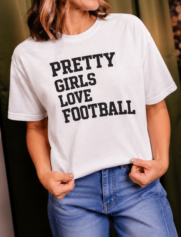 Pretty Girls Love Football Graphic Tee - FINAL SALE - Macoma Boutique555 Presales