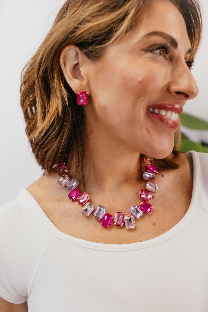 Pretty Pop Necklace/Earring Set In Pink - Macoma Boutique310 Accessories/Jewelry