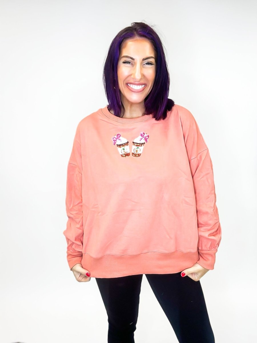 Pumpkin Latte Sweatshirt - FINAL SALE - Macoma Boutique130 Sweaters
