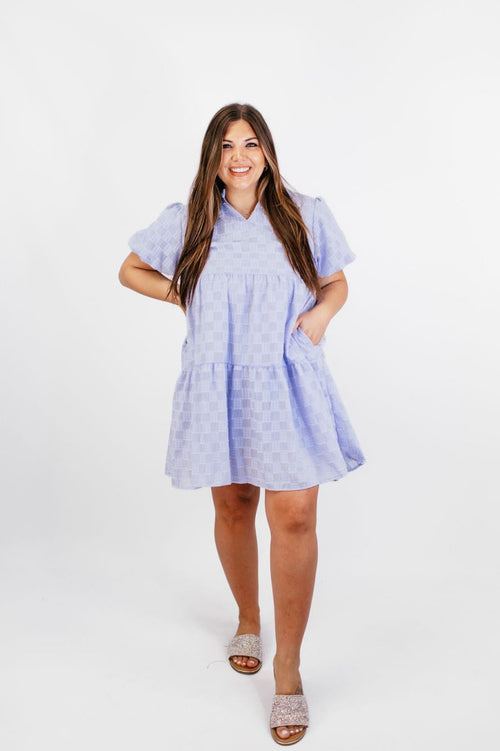 Purple Checkered Flag Dress - Reg/Curvy - FINAL SALE - Macoma Boutique250 Dresses