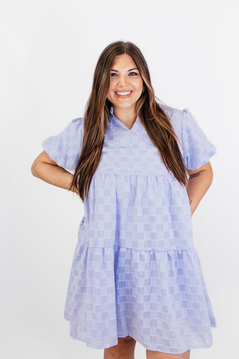 Purple Checkered Flag Dress - Reg/Curvy - FINAL SALE - Macoma Boutique250 Dresses