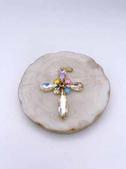 Radiant Bloom Large Cross Charm - Macoma Boutique315 Jewelry