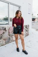 Rebel Heart Faux Leather Shorts - Macoma Boutique180 Shorts