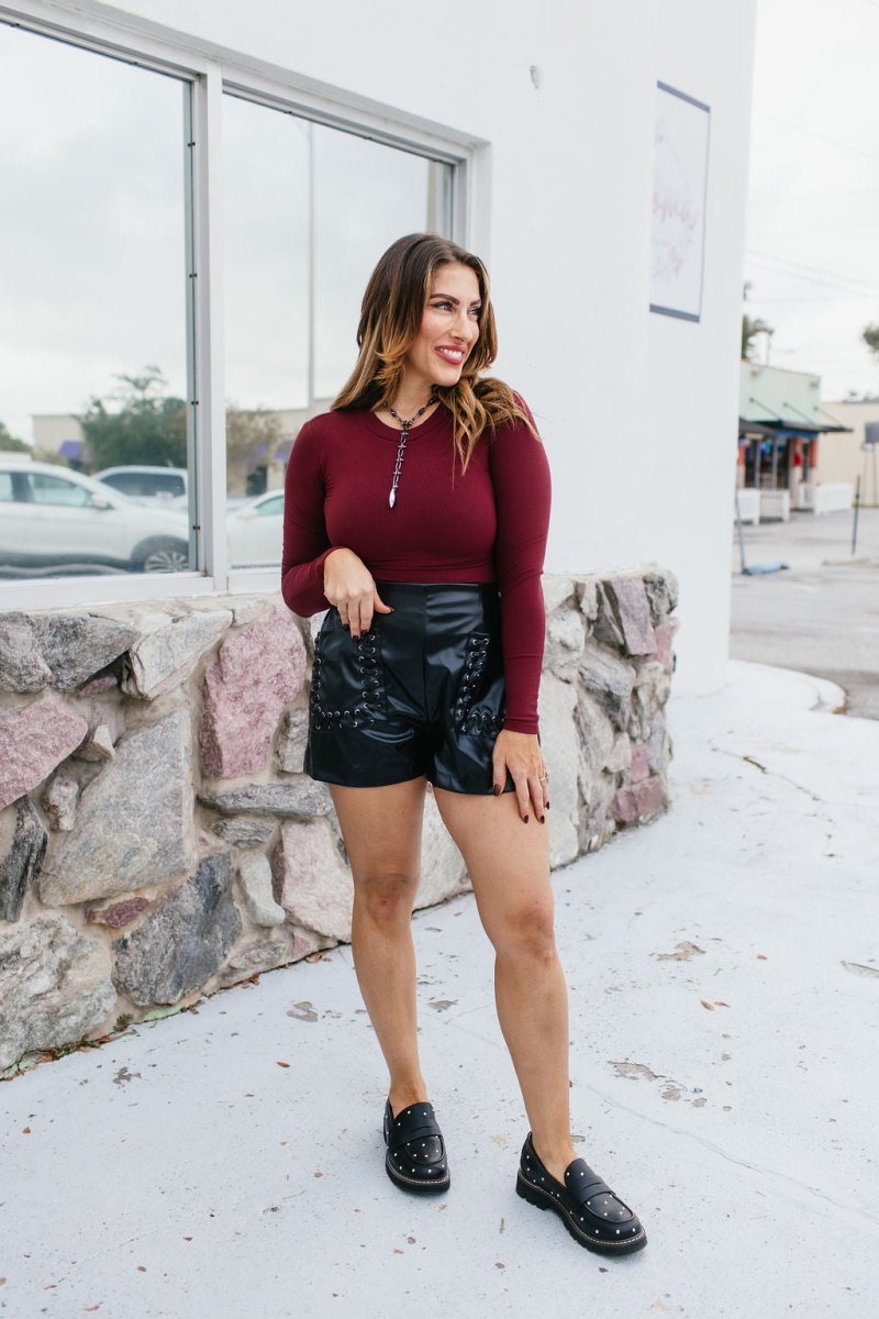 Rebel Heart Faux Leather Shorts - Macoma Boutique180 Shorts