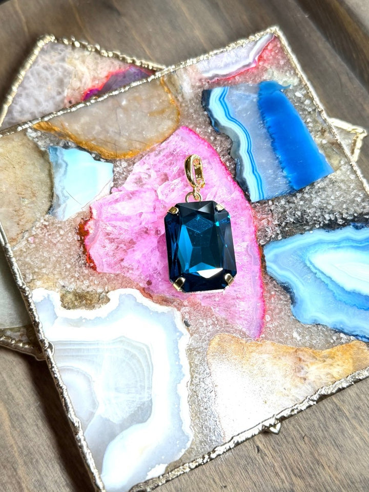 Rectangular Charm in Blue Velvet - Macoma Boutique315 Jewelry