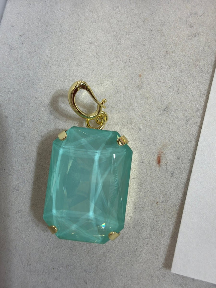 Rectangular Charm in Soft Aqua - Macoma Boutique315 Jewelry