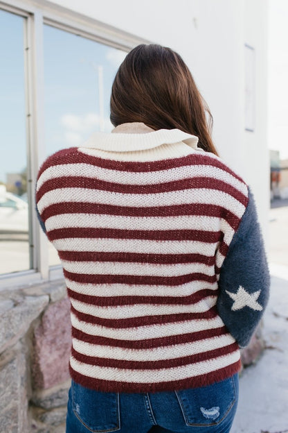 Red, White & Zip Sweater - Macoma Boutique130 Sweaters