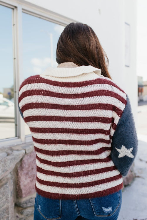 Red, White & Zip Sweater - Macoma Boutique130 Sweaters