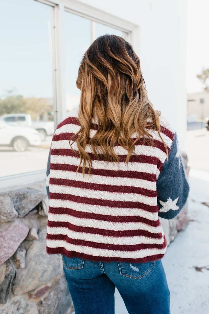 Red, White & Zip Sweater - Macoma Boutique130 Sweaters