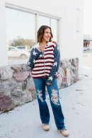 Red, White & Zip Sweater - Macoma Boutique130 Sweaters