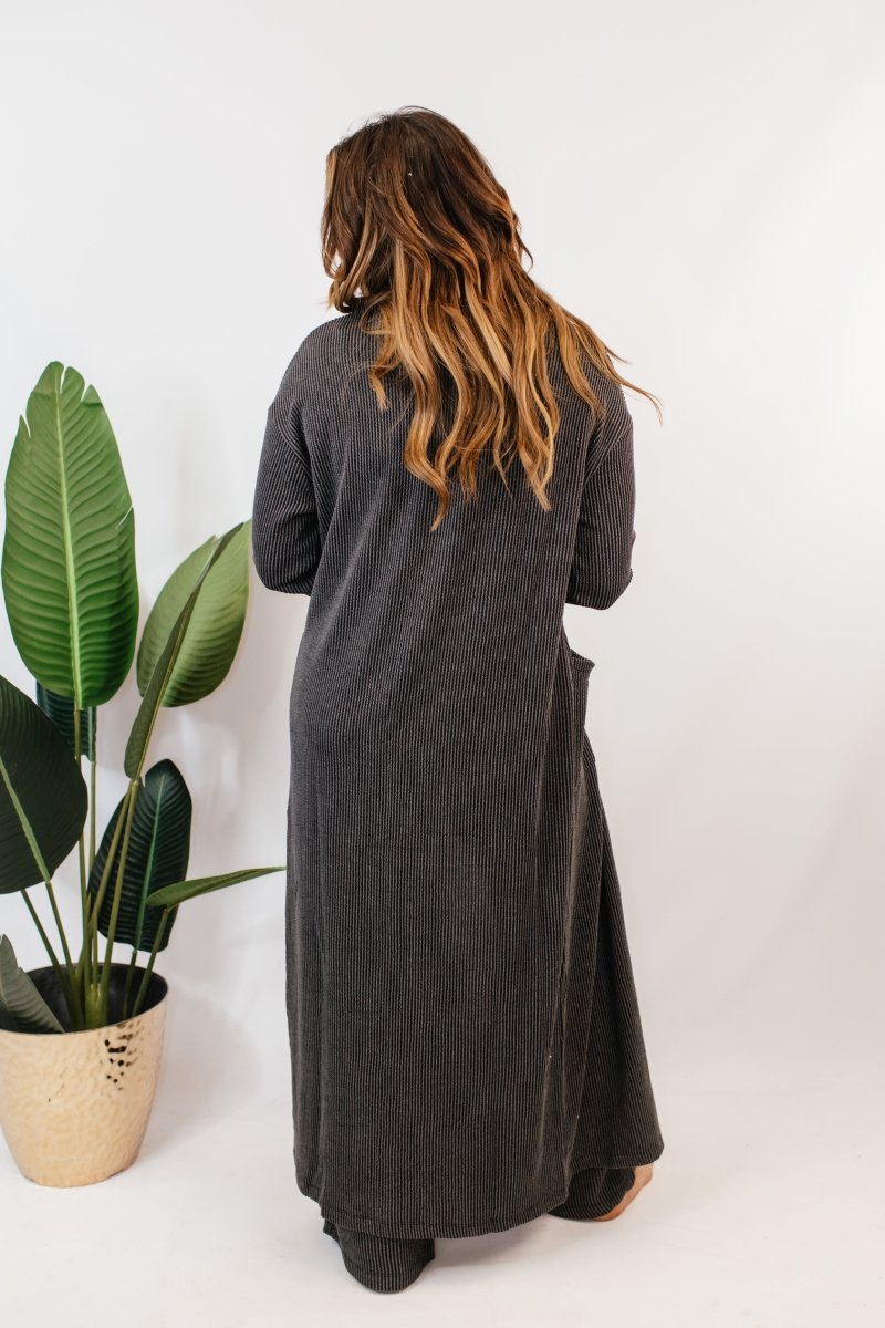 Ribbed & Ready Lounge Set In Black - Reg & Curvy - Macoma Boutique290 Loungewear/Sets