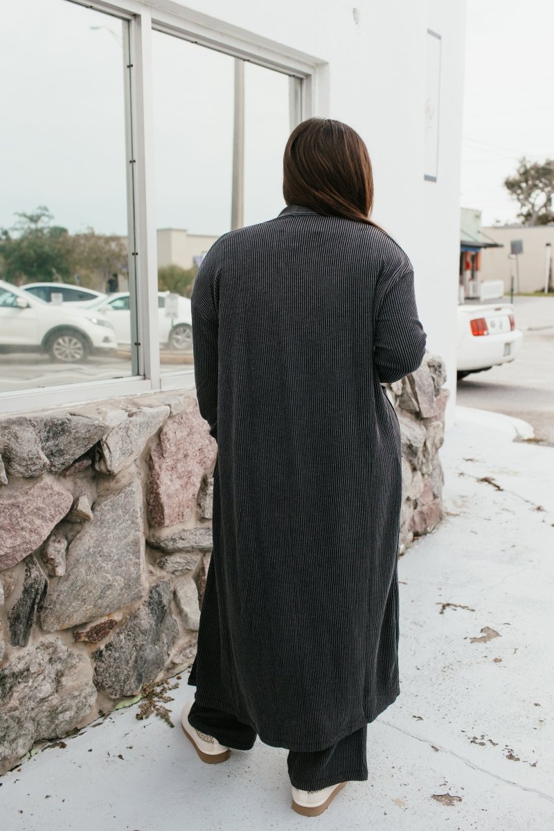 Ribbed & Ready Lounge Set In Black - Reg & Curvy - Macoma Boutique290 Loungewear/Sets