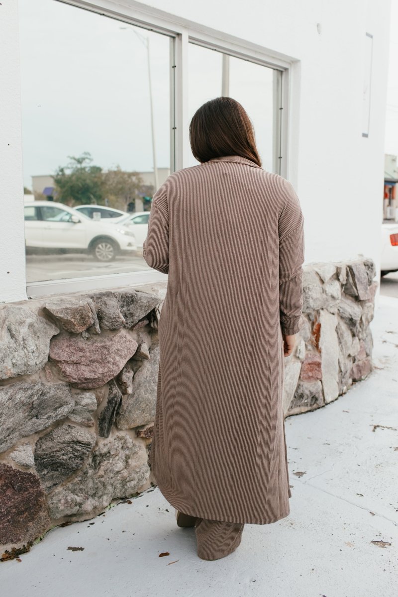 Ribbed & Ready Lounge Set In Oyster Grey - Reg & Curvy - Macoma Boutique290 Loungewear/Sets