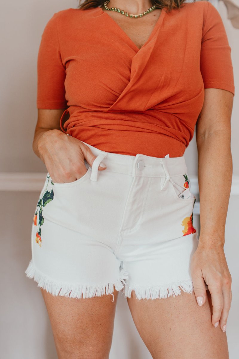 Risen Floral Crush Tummy Control Shorts - Reg & Curvy - Macoma Boutique180 Shorts