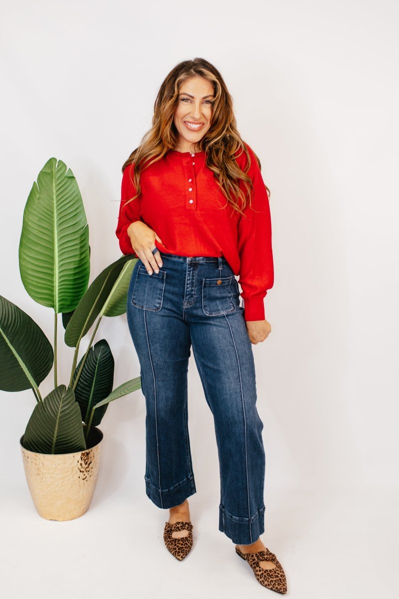 Risen Retro Stitch Crop Jeans - Reg & Curvy - Macoma Boutique170 Denim