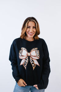 Rose Gold Bow Graphic Pullover - FINAL SALE