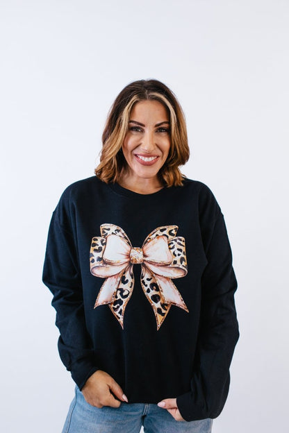 Rose Gold Bow Graphic Pullover - FINAL SALE - Macoma Boutique555 Presales