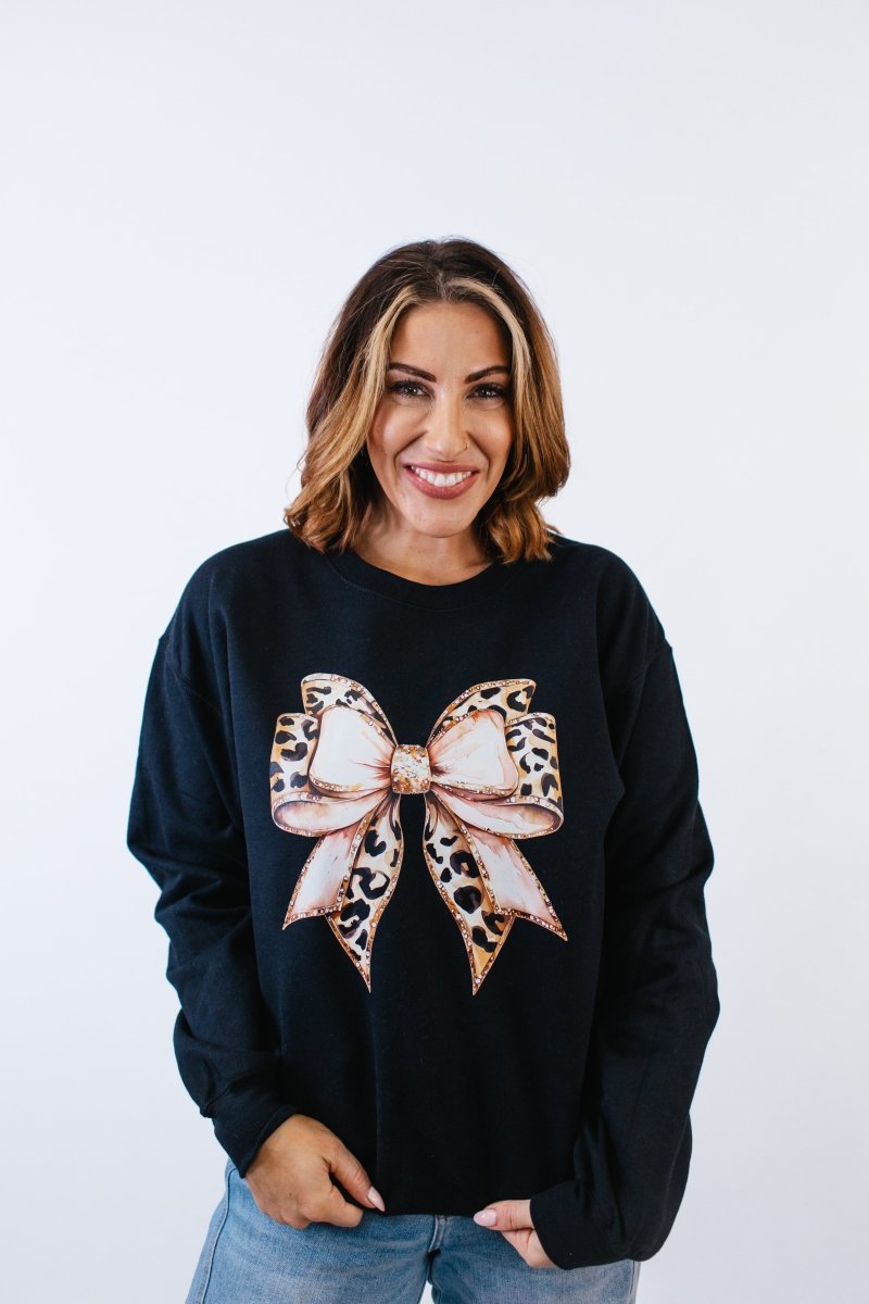 Rose Gold Bow Graphic Pullover - FINAL SALE - Macoma Boutique555 Presales