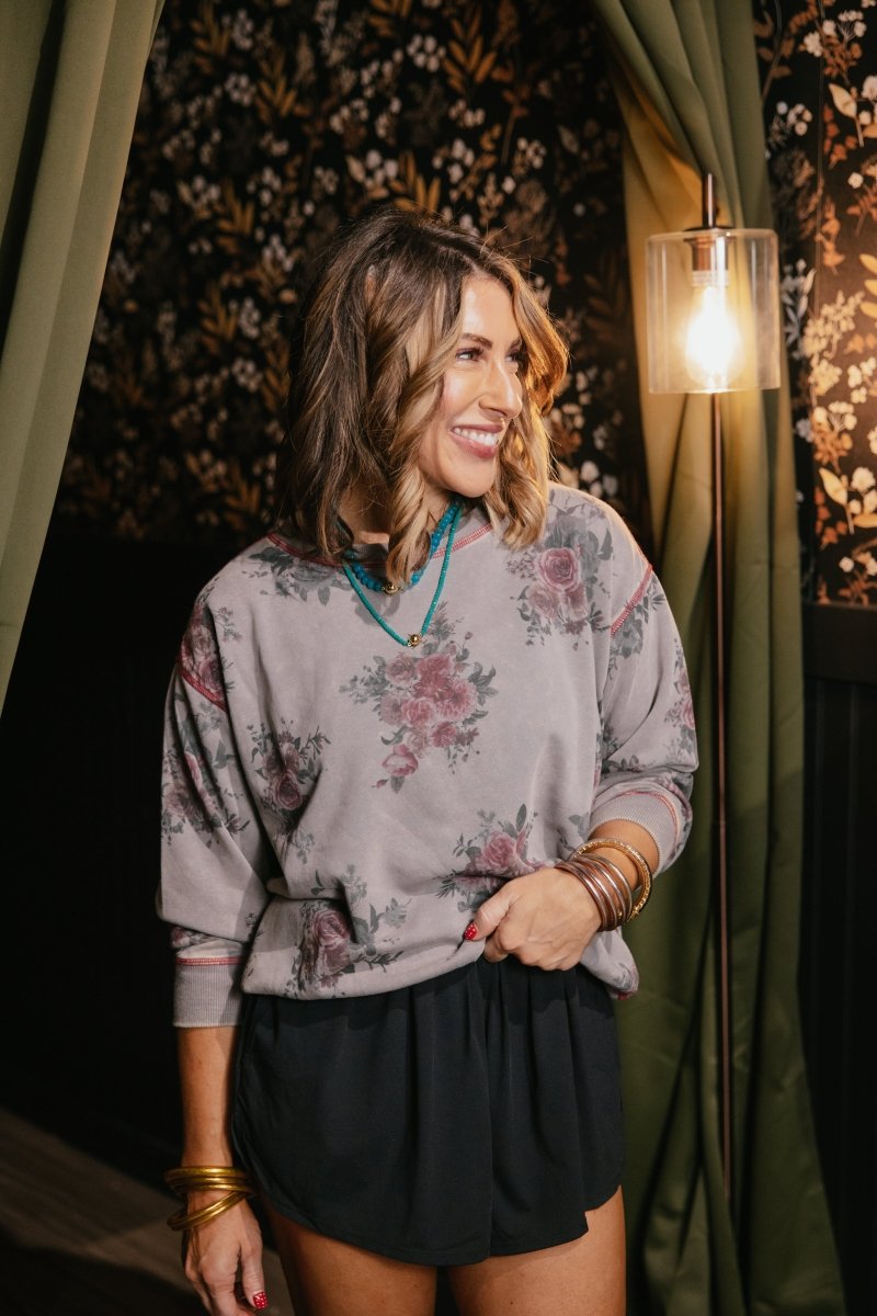 Rosewood Retreat Sweatshirt In Ash - Macoma Boutique130 Sweaters