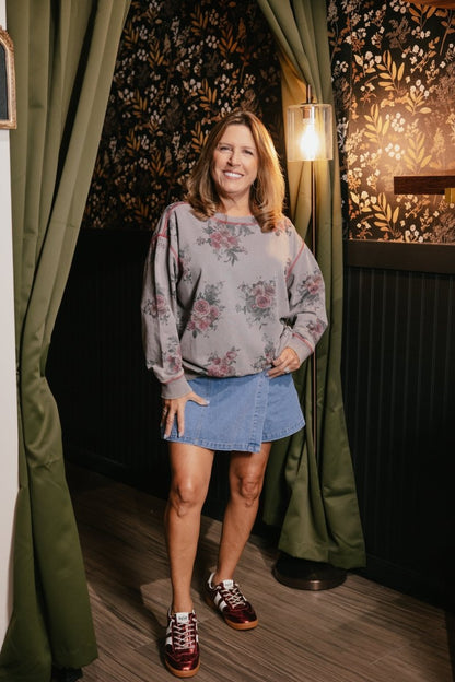 Rosewood Retreat Sweatshirt In Ash - Macoma Boutique130 Sweaters