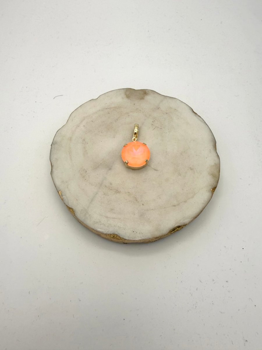 Round Charm 16MM in Mango Sorbet - Macoma Boutique315 Jewelry
