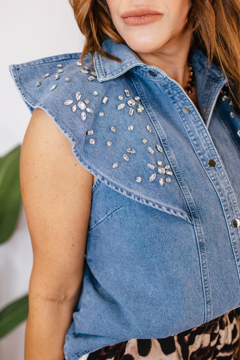 Ruffled Blues Top - Macoma Boutique100 Short Sleeve