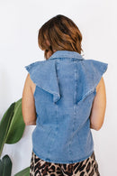 Ruffled Blues Top - Macoma Boutique100 Short Sleeve