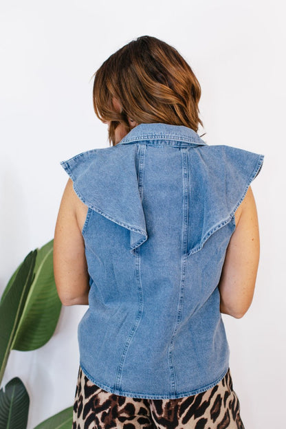 Ruffled Blues Top - Macoma Boutique100 Short Sleeve