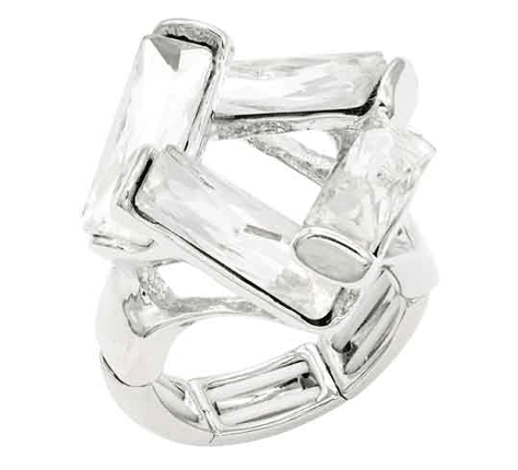 Runway Ready Stretch Ring in Rhodium Plated With Clear Stone - Macoma Boutique315 Jewelry