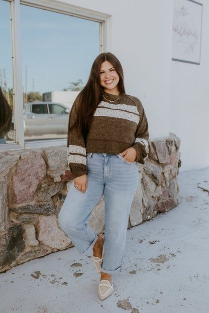 Rustic Bloom Top In Olive - Macoma Boutique120 Long Sleeve