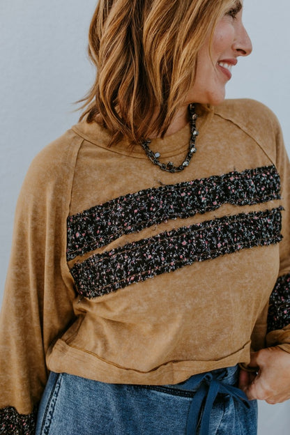 Rustic Bloom Top In Rusted Ochre - Macoma Boutique120 Long Sleeve