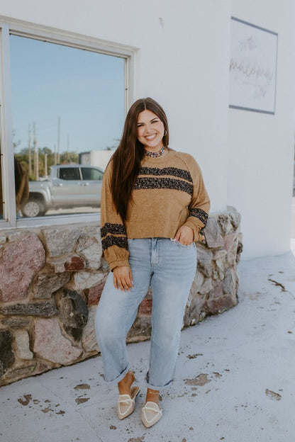 Rustic Bloom Top In Rusted Ochre - Macoma Boutique120 Long Sleeve