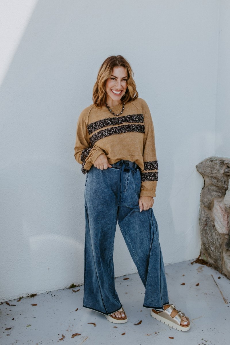 Rustic Bloom Top In Rusted Ochre - Macoma Boutique120 Long Sleeve