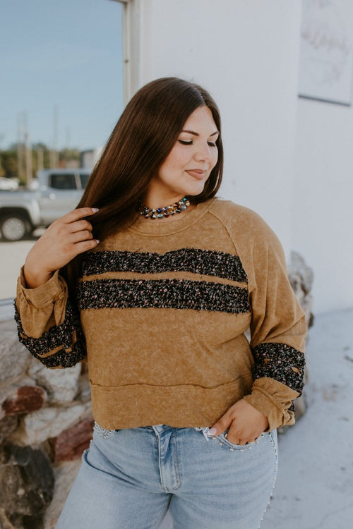 Rustic Bloom Top In Rusted Ochre - Macoma Boutique120 Long Sleeve