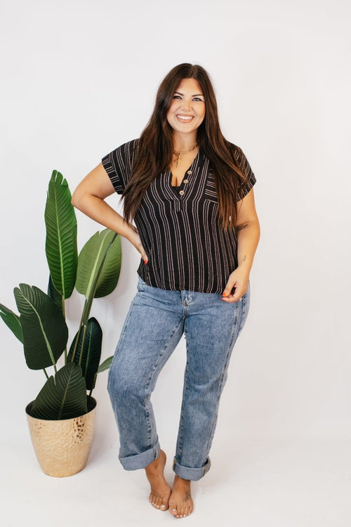 Sail Away Stripe Top - FINAL SALE - Macoma Boutique100 Short Sleeve