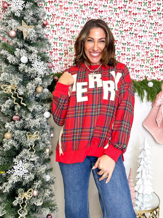 Season To Be Merry Sweater In Plaid - Reg & Curvy - Macoma Boutique130 Sweaters